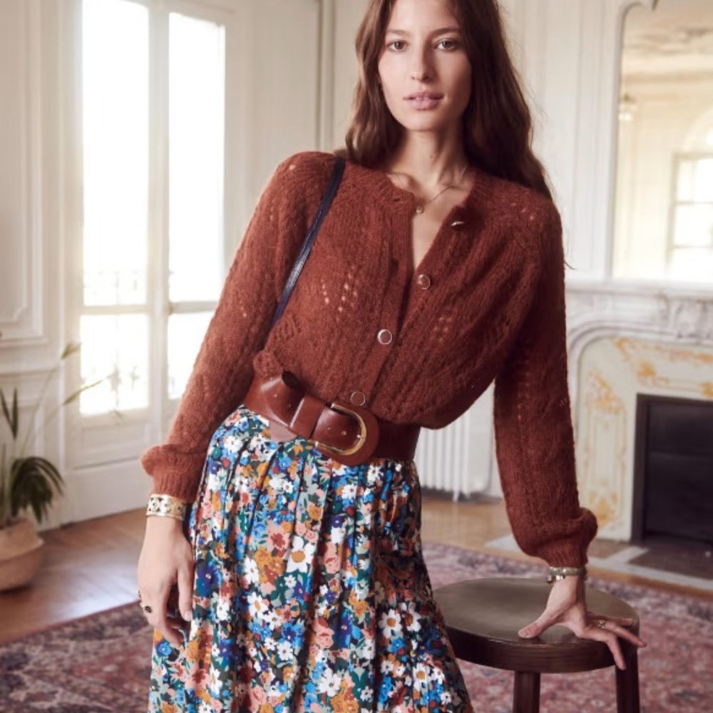 Sezane Brown Cardigan Sweater